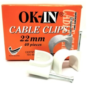 OK-IN PVC CABLE CLIPS WIRE CLIPS WITH NAILS 22mm(40pcs) - OK22CC Home Appliances, Accessories, Cable Clips With Nails image