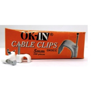 OK-IN PVC CABLE CLIPS WIRE CLIPS WITH NAILS 5MM (100pcs) - OK5CC