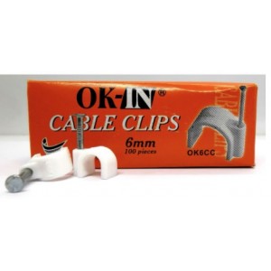 OK-IN PVC CABLE CLIPS WIRE CLIPS WITH NAILS 6mm(100pcs) - OK6CC