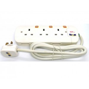 EUROSAFE Trailing Socket - 2 Meters 3 Way Socket And 3 Way 2 Round Pin Socket (ES-8103TS) Home Appliances, Accessories, Electric Socket image