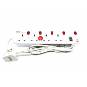 LEMAX 2 Meters Surge Protected Extension 4 Gang Sockets + 2 USB Ports (ES-314U) Home Appliances, Accessories, Electric Socket image