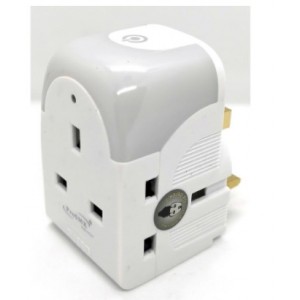 3 WAY ADAPTOR WITH NIGHT LIGHT (WHITE) (3WAY+NIGHTLIGHT (W)) - SMK-8025AD Home Appliances, Accessories, Power Adapter, Lamps image