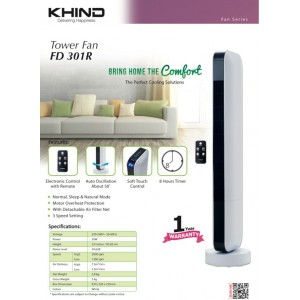 Khind Tower Fan 50W ( FD301R ) Home Appliances, Air Quality, Wall Fans image