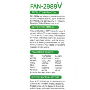 Universal Fan Remote Control with LCD Display (FAN-2989V) Home Entertainment, Remote Control image